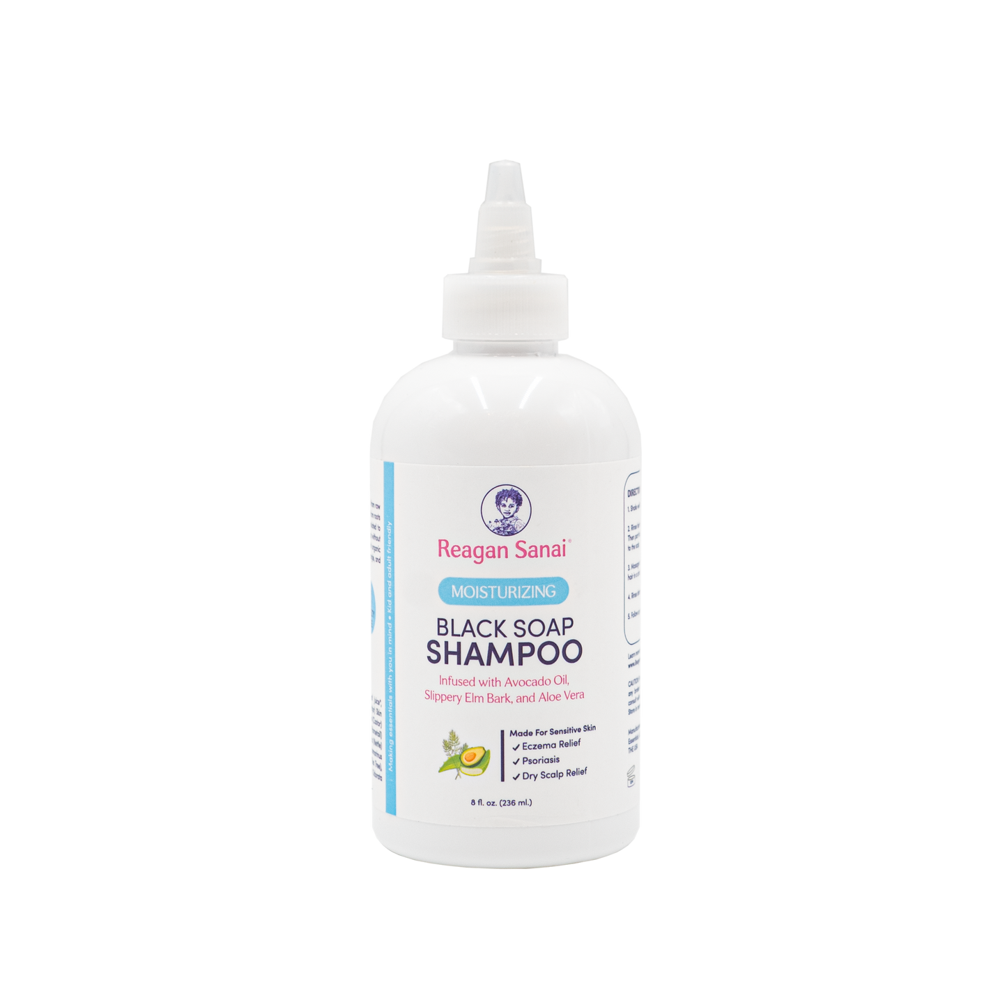 Reagan Sanai Black Soap Shampoo bottle for sensitive skin