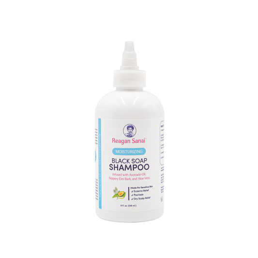 Reagan Sanai Black Soap Shampoo bottle for sensitive skin